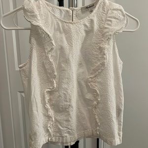 Madewell eyelet tank. Boxy fit, right at waist.